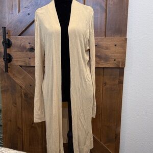 Loft Women's Cream Long Cardigan Sweater Size XL